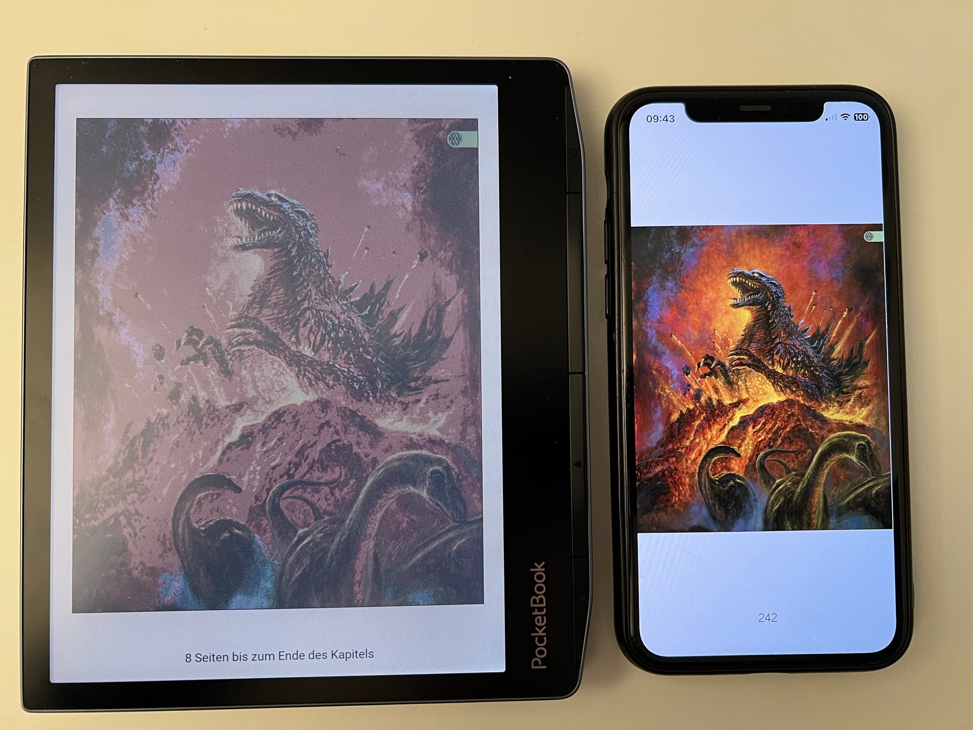 Der Farbunterschied zwischen PocketBook Era Color und Handy ist signifikant.