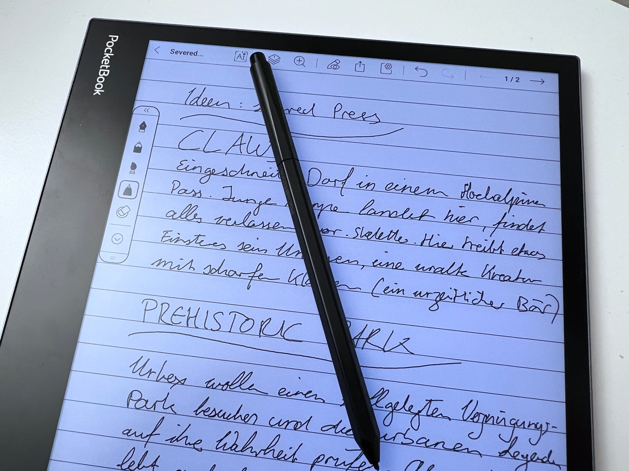 Die Notizfunktion auf dem InkPad Eo ist trotz gutem Schreibgefühl nicht sehr zuverlässig.